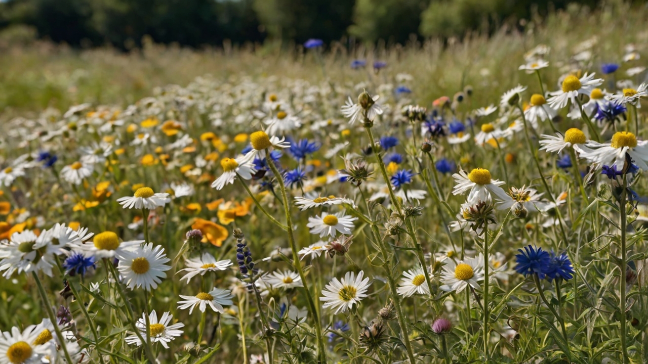 Wildblumenwiese sonnige Hummel 1