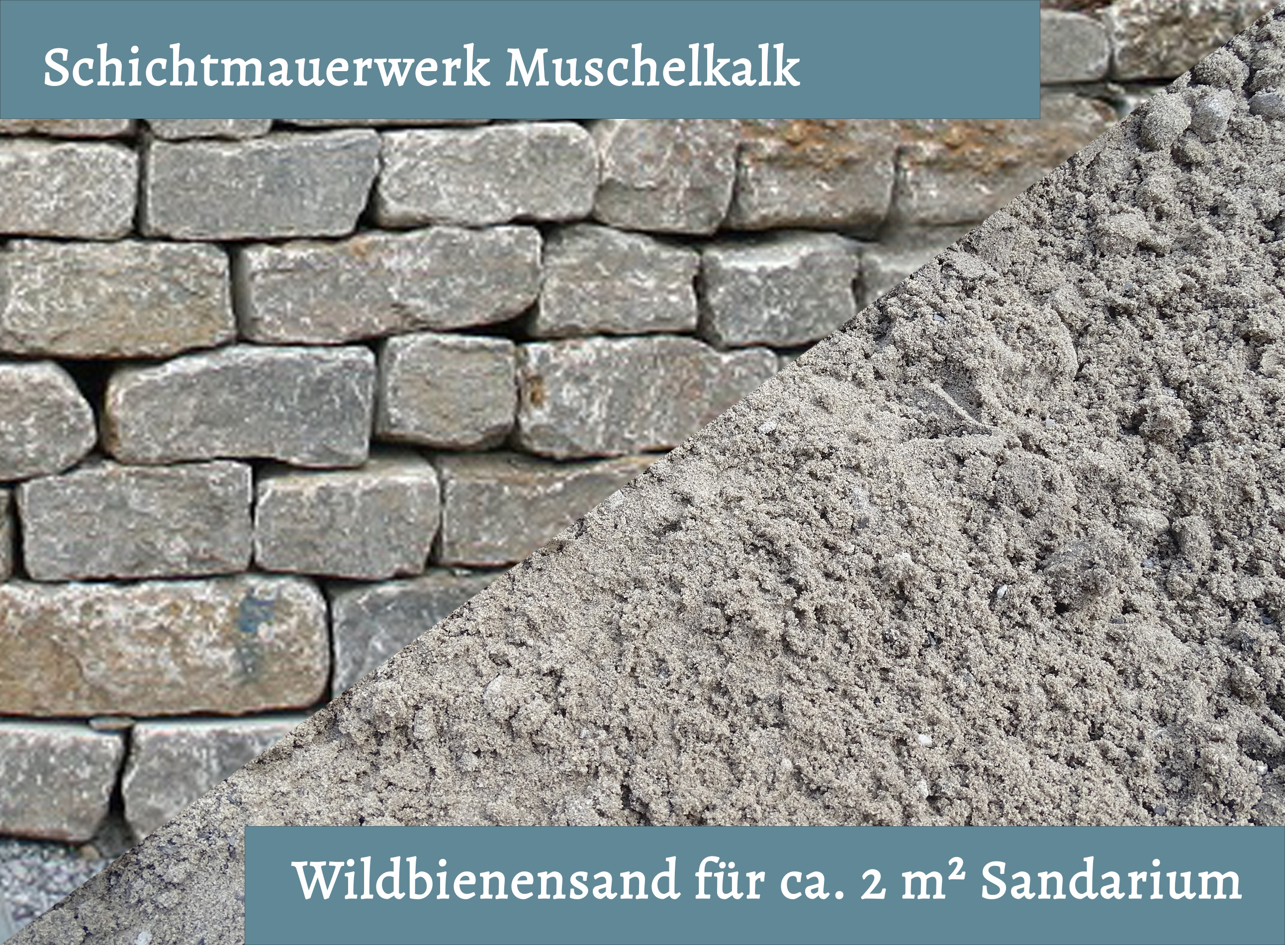 Wildbienensand mit Schichtmauer Muschelkalk für Sandarium 2,0 m²