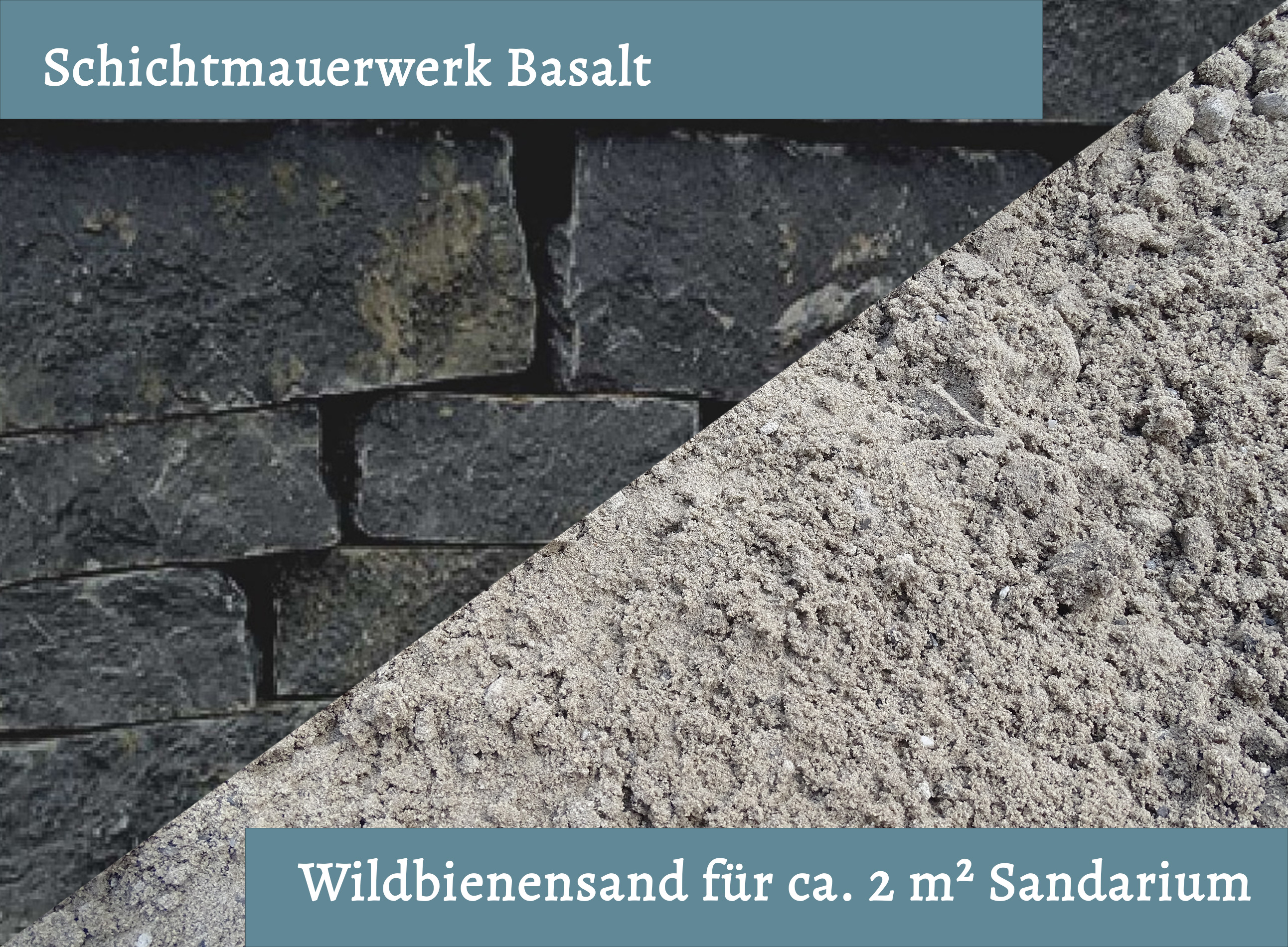 Wildbienensand mit Schichtmauer Basalt für Sandarium 2,0 m²