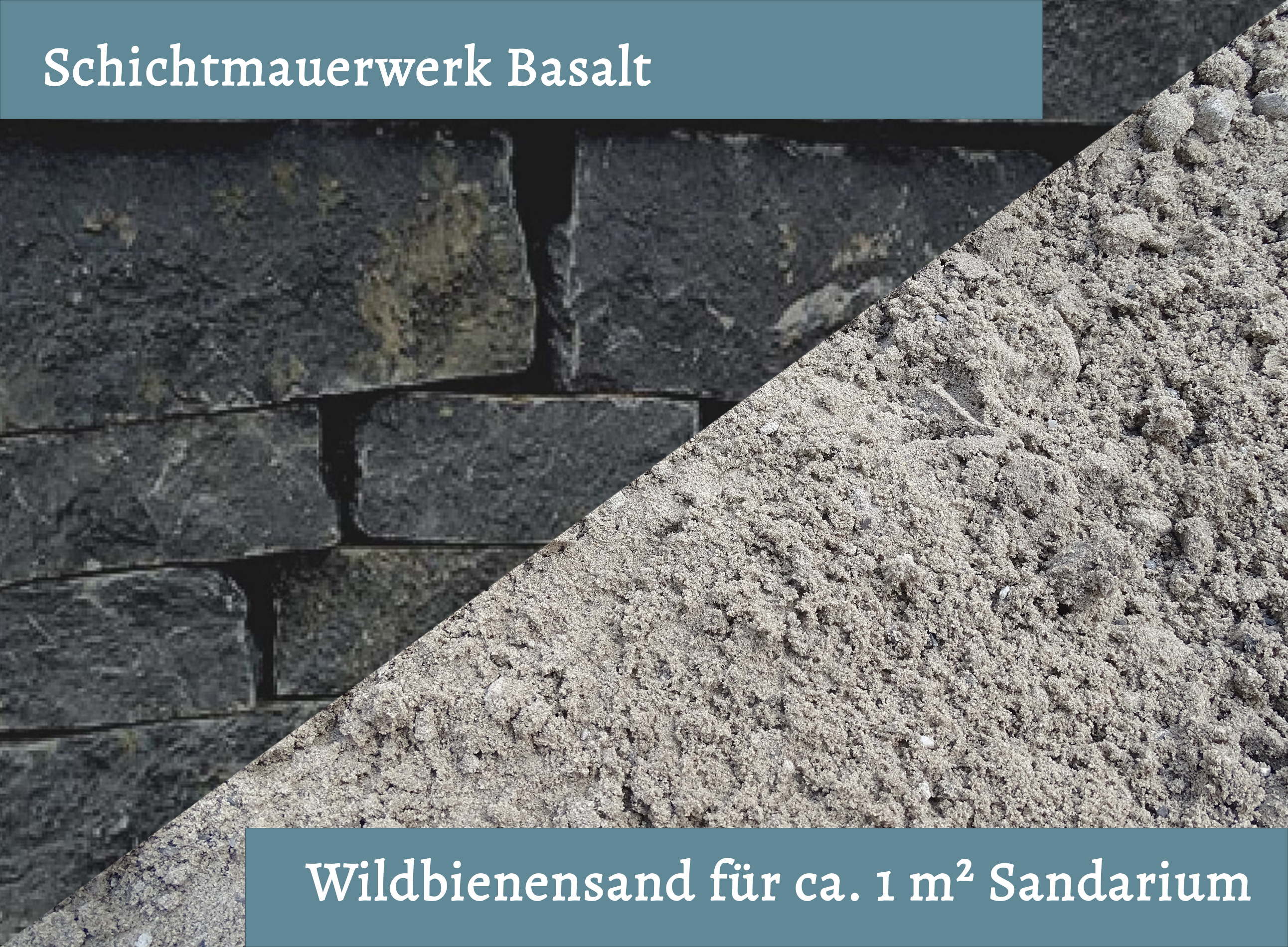 Wildbienensand mit Schichtmauer Basalt für Sandarium 1,0 m²